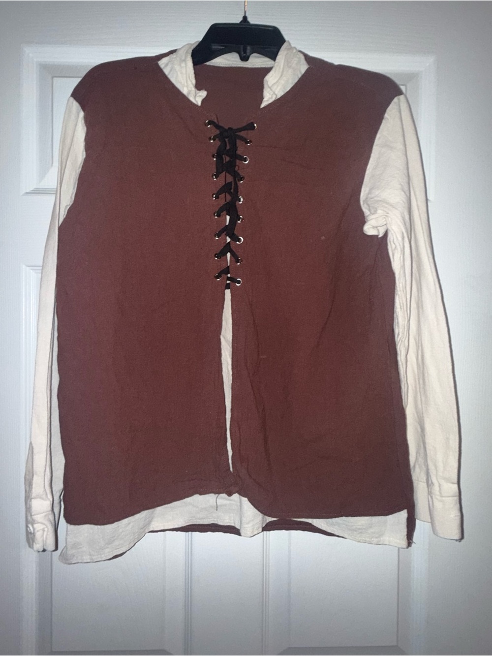 Cream Tavern Shirt with Brown Vest Overlay – Renaissance / Fantasy Cosplay Top